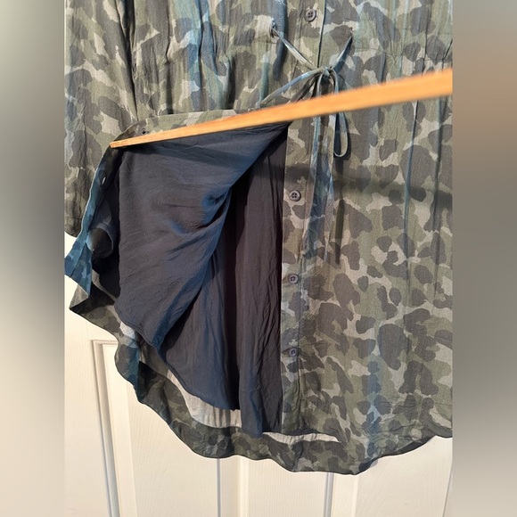 CLOTH & STONE Small Anthropologie Nina Camo Shirtdress Spring Lightweight Button - Picture 8 of 12